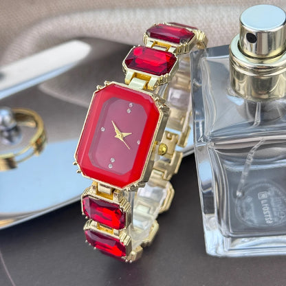 Luckacco Fashion Women Square Quartz Wristwatches Luxury Stainless Steel Water Diamond Quartz Movement Bracelet Clock Ladies Watches