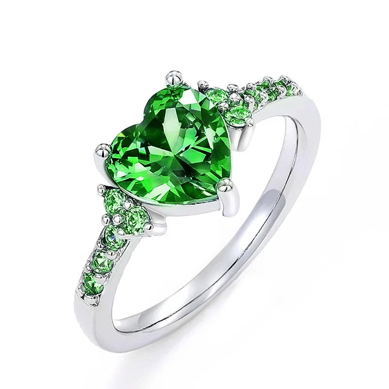 luckacco romantic pink heart shaped ring for female cubic zirconia bridal wedding party  with minimalist fashion jewelry accessories