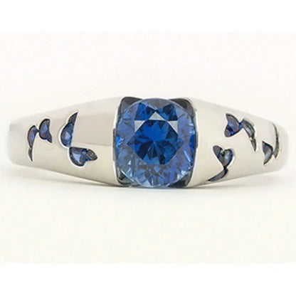 Luckacco Creative Women Fashion Butterfly Ring Silver Color Inlaid White Stone Engagement Rings for Women Bridal Wedding Jewelry