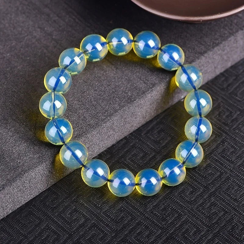 luckacco dominican bracelets water purification blue amber single circle hand string amber round beads buddha bead bracelet femme gift