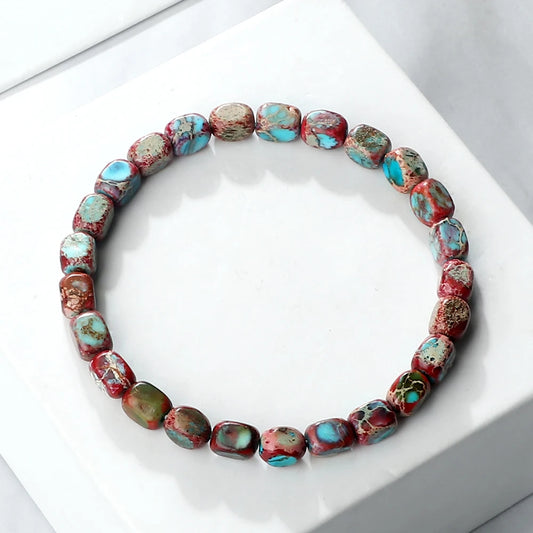 Luckacco Vintage Emperor Stone Beaded Bracelets Natural Stone Charm Elastic Strand Bracelet & Bangle Bohemian Yoga Jewelry for Women Men