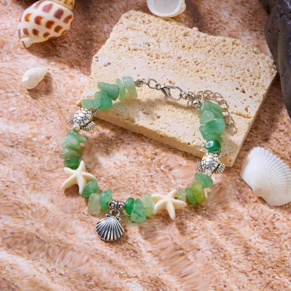 luckacco bohemian imitation shell beads bracelet for women sea star turtle woven rope bracelet handmade friendship beach holiday  jewelry