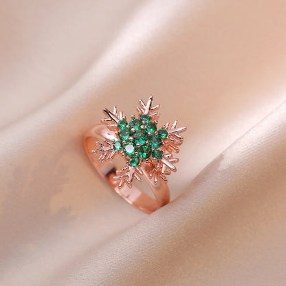 Luckacco Luxury Zircon Four-leaf Clover Rotating Ring Lucky Transfer Jewelry Gift for Children Tik Tok Same Style for Women for Friends
