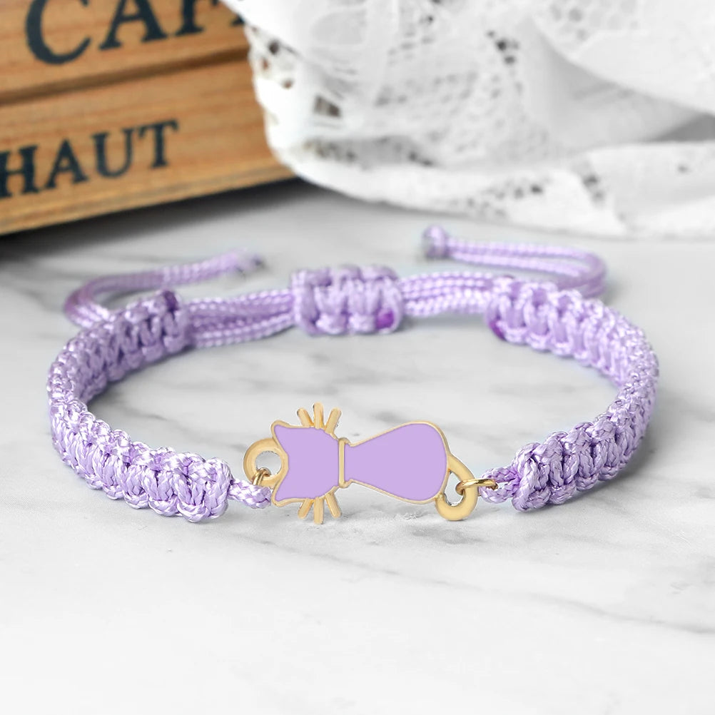 luckacco new women rope bracelets hand woven purple thread bracelet cute animal pendant bracelet vintage daisy flower bangle girl jewelry