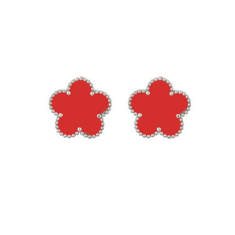 luckacco 14k gold plated five-leaf clover link bracelets white black blue gold red green lucky bracelets jewelry gifts trendy for women