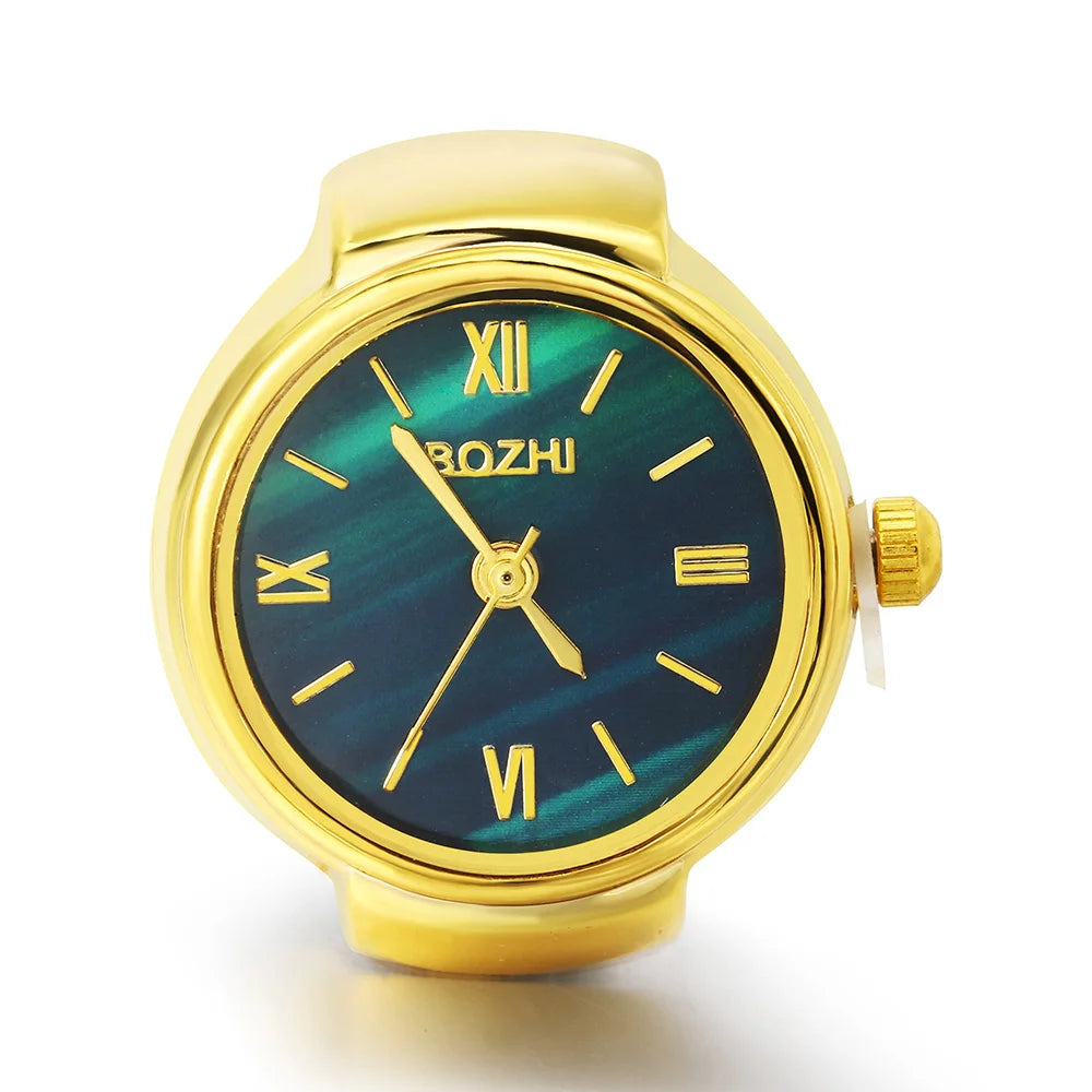 luckacco gemosa round finger watch stainless steel italian charm link classic clock quartz watch ring trendy jewelry for men women