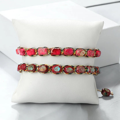 Luckacco Bohemian Imperial Stone Beaded Bracelet Handmade  Braided String Bangles Friendship Jewelry Gift Vintage Design Strand Bracelets