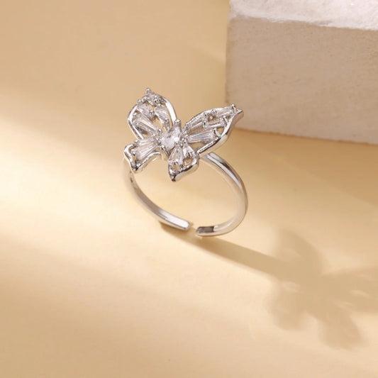 Luckacco Luxury Zircon Geometric Rings for Women Gold Color Adjustable  Stainless Steel Heart Flower Ring Wedding Fashion Jewelry Gift