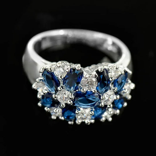 Luckacco Hot Sale Cocktail Party Ring Flower Cubic Zirconia  Valentine's Day Gift  Fashion Jewelry Luxury Rings for Women & Lover