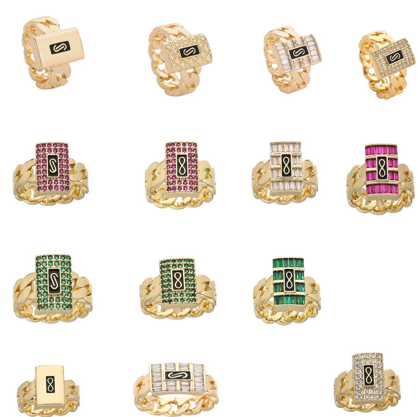luckacco new monaco men's and women's rings, elegant zircon rings, brass material, party gifts, monaco charm rings