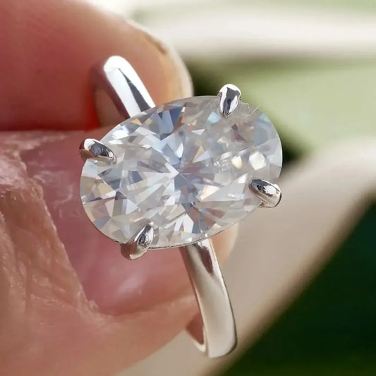 Luckacco Exquisite Gold Silver Color Rings for Women Oval Dazzling Zircon Jewelry Bride Wedding Anniversary Gift for Wife&Girlfriend