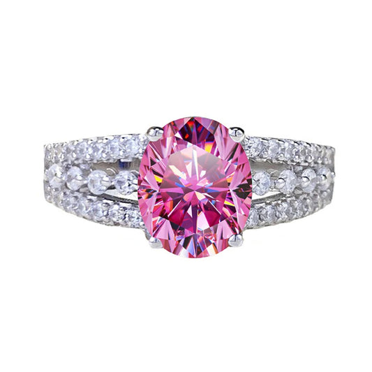 Luckacco Luxury 2ct 7x9MM Oval Moissanite Women Ring GRA Certificate Passed Diamond Test High Jewelry Gift S925 Silver