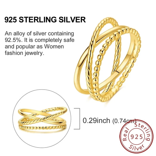 Luckacco New 925 Sterling Silver Rings Gold Heart Bow Adjustable Open Closed Ring Suitable for Women Stacking Ring Fashion Jewelry Gift