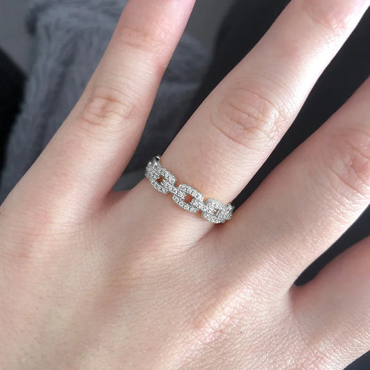 Luckacco Dainty Minimalist Stacking Ring For Women Trend Cubic Zircon Gold Color Crystal Finger Accessories for Female Jewelry Gift R737