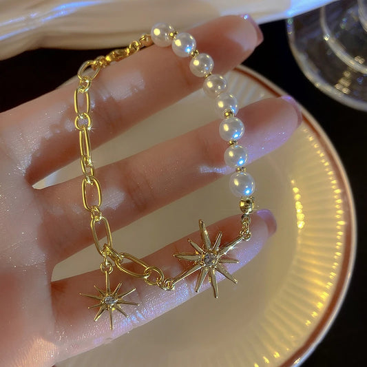 Luckacco LATS New Fashion Unique Design Elegant Delicate Baroque Pearl Bracelet Ladies Premium Jewelry Birthday Party Gift Accessories