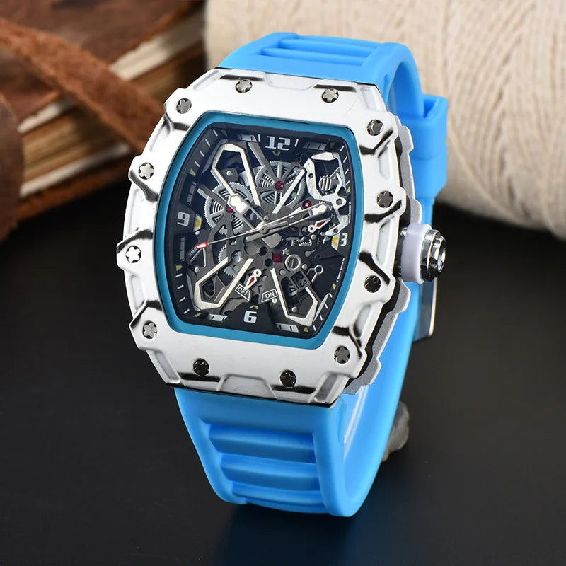 luckacco foreign trade new men's watch wholesale color line hollow dial quartz watch simple fashion watch spot