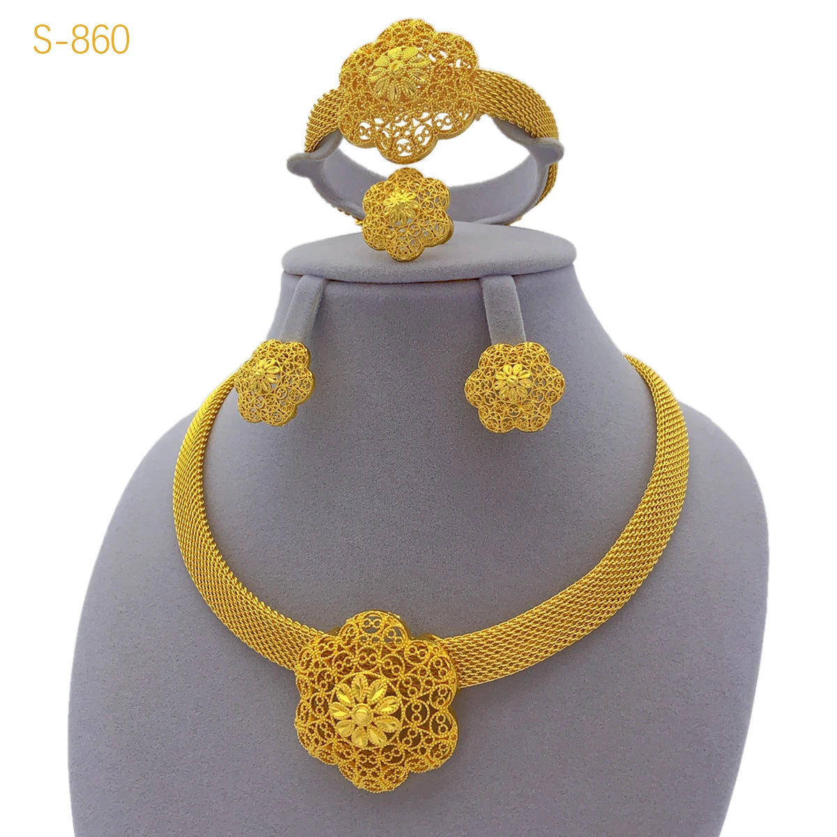 luckacco xuhuang luxury flower necklace sets for women wedding dubai gold plated african jewelry set indian jewellery anniversary gifts
