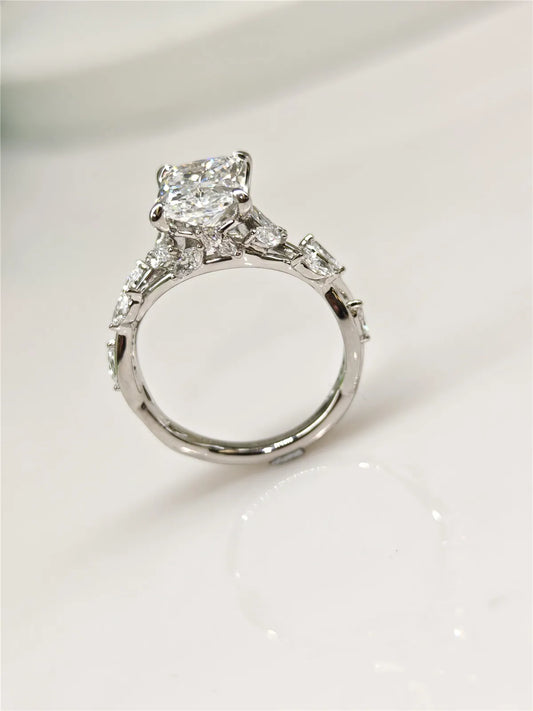 Luckacco PT950 Platinum Solid Real Gold Vine Twigs IGI3CT RADIANT MARQUISE Lab Grow Diamond wedding diamond engagement ring Fine jewelry