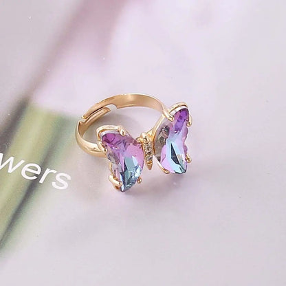 Luckacco Fashion Pink Bowknot Finger Ring Exquisite Sweet Bow-tie Ring Bowknot Adjustable Bowknot Opening Ring Weeding