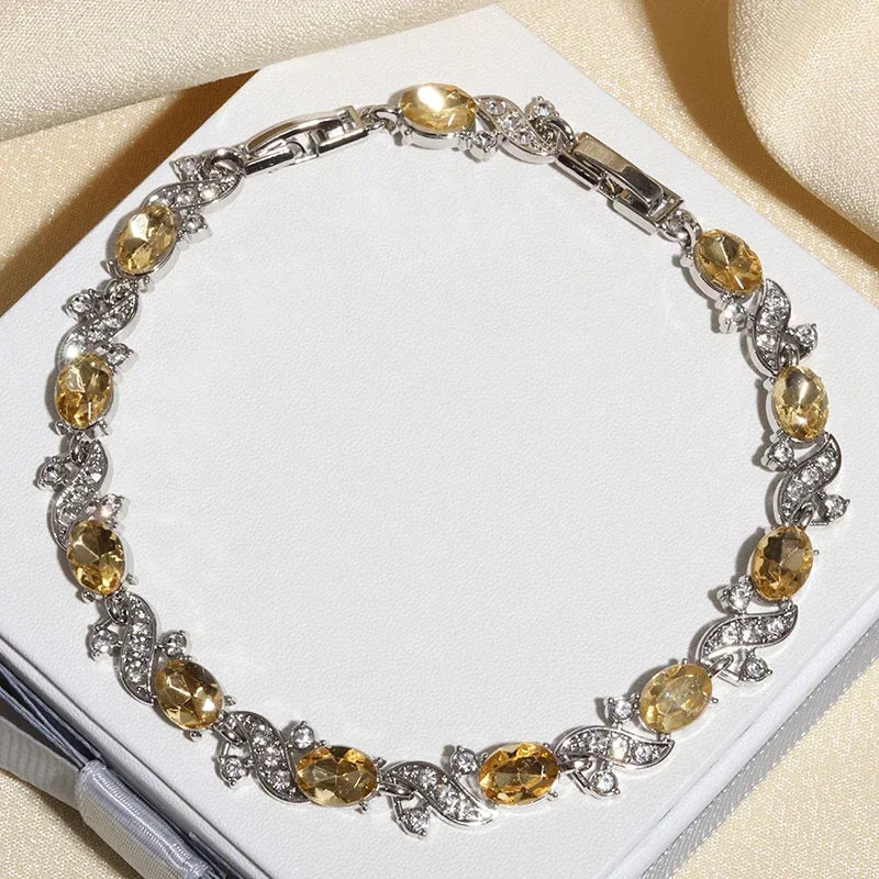 luckacco exquisite shiny tennis ball shape crystal zircon bracelet for women fashion evening party jewelry girls gift