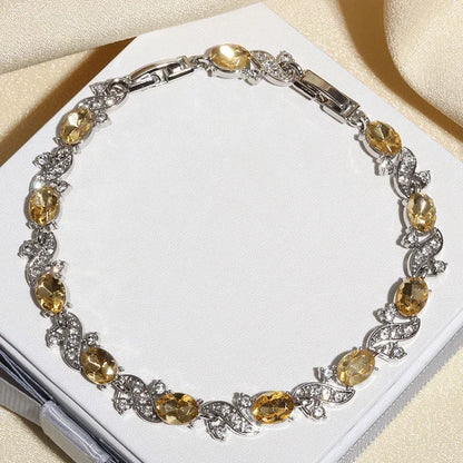 Luckacco Exquisite Shiny Tennis Ball Shape Crystal Zircon Bracelet for Women Fashion Evening Party Jewelry Girls Gift