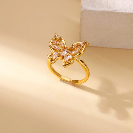 Luckacco Luxury Zircon Geometric Rings for Women Gold Color Adjustable  Stainless Steel Heart Flower Ring Wedding Fashion Jewelry Gift