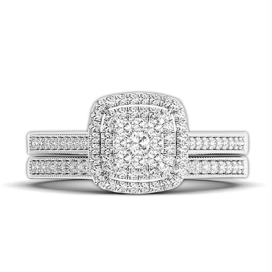 Luckacco Szjinao 2pcs Moissanite Ring Set For Woman Original 925 Silver Wedding Jewelry Luxury Engagement Ladies Anniversary Gift Trend