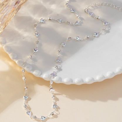 Luckacco Trendy Gold Silver Color Glass Long Y-Shaped Necklace Metal Collarbone Chain Summer Holiday Party Bohemian Body Jewelry Gifts