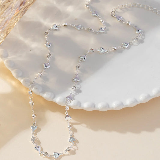 Luckacco Trendy Gold Silver Color Glass Long Y-Shaped Necklace Metal Collarbone Chain Summer Holiday Party Bohemian Body Jewelry Gifts