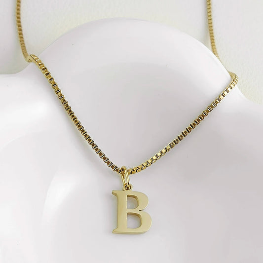 Luckacco Initial necklace letter pendant chamrs stainless steel Necklace jewelry Women's Necklace Box Chain Choker woman trend 2025 gift
