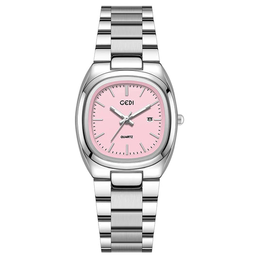 Luckacco Simple dual calendar women's watch high value solid steel waterproof watch ladies niche oval quartz watch