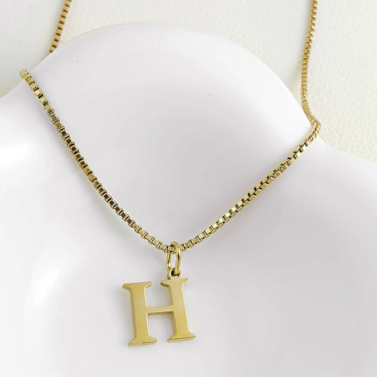 Luckacco Initial necklace letter pendant chamrs stainless steel Necklace jewelry Women's Necklace Box Chain Choker woman trend 2025 gift