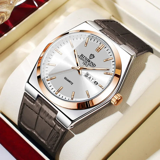 Luckacco New Casual Business Fashion Quartz Wristwatches Movement Silver Clock Men Luxury Watch Automatic Watches Mens Gifts Reloj Hombre