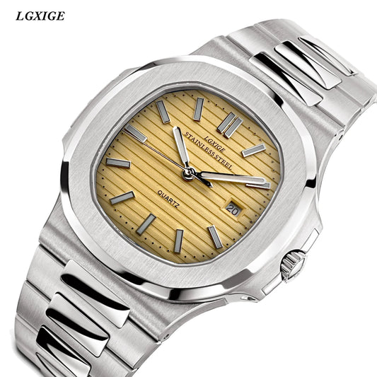 Luckacco LGXIGE TOP Luxury Brand Japan Quartz Watches Men Stainless Steel Military Watch Causal Fashion Business Clock Male Wristwatch
