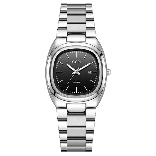 Luckacco Simple dual calendar women's watch high value solid steel waterproof watch ladies niche oval quartz watch
