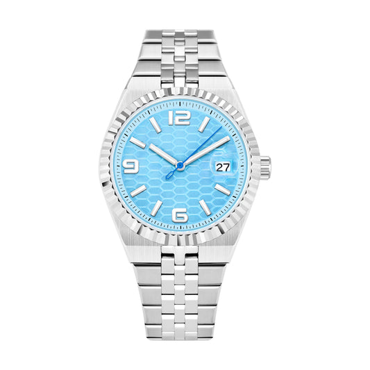 Luckacco 2025 New Watch 39.5mm Men's Watch Sapphire Glass NH35 Movement Texture Dial Silver Case Stainless Steel Strap