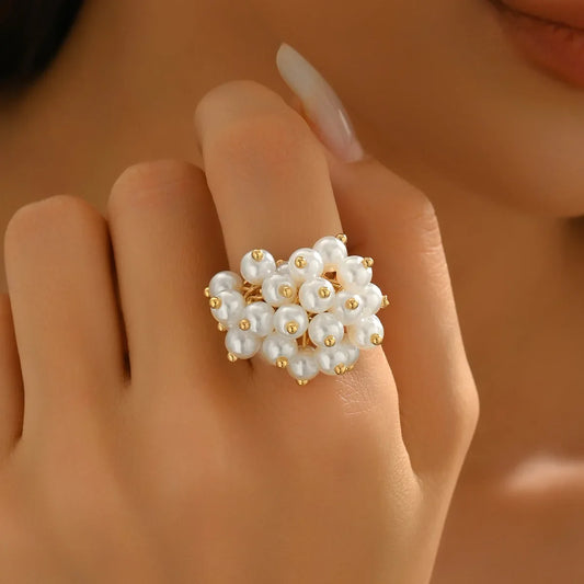 Luckacco Mandala Flower Exquisite Black and White Ring for Women Personality Metal Punk Party Finger Ring Fashion Jewelry Accessories