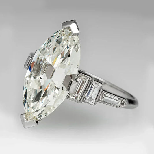 Luckacco Crystal Marquise Cubic Zircon Female Rings Geometric Fashion Contracted Design Wedding Engagement Bands Jewelry for Women