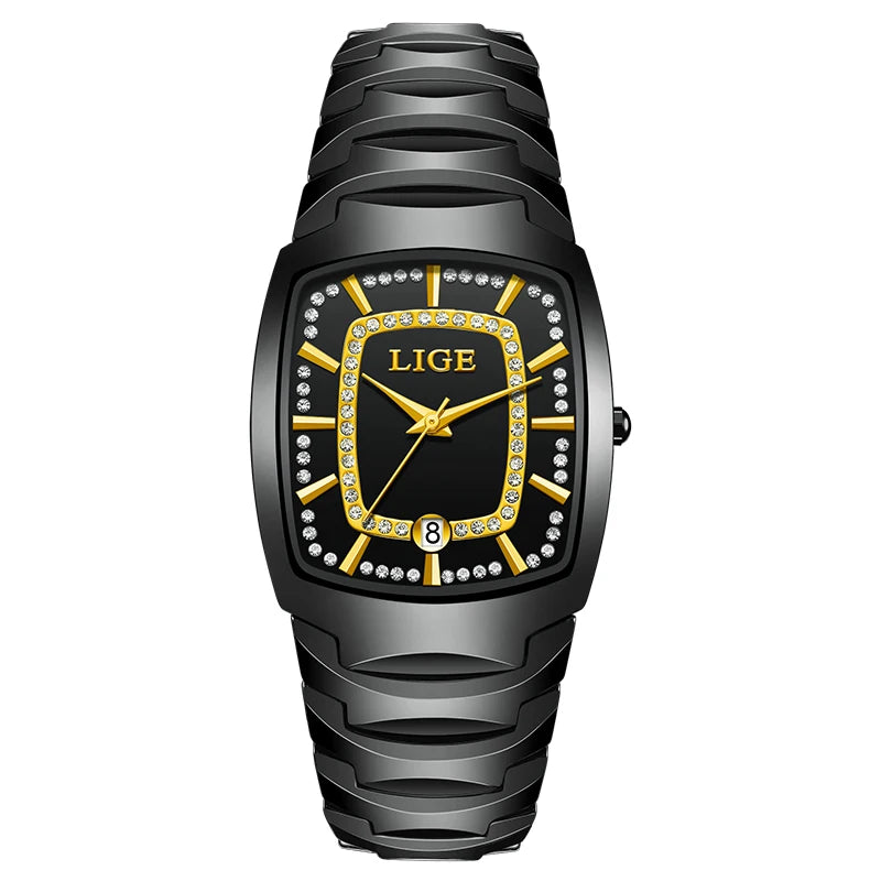 luckacco lige 2025 top elegant women's watch waterproof fashion ladies clock creative ceramic strap watch for women gift relogio feminino