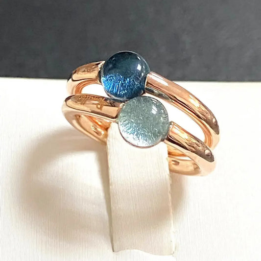 Luckacco 6mm Simple Round Ring Starry Sky Style Ring Blue Crystal Ring For Women Fashion Jewelry Party Gift