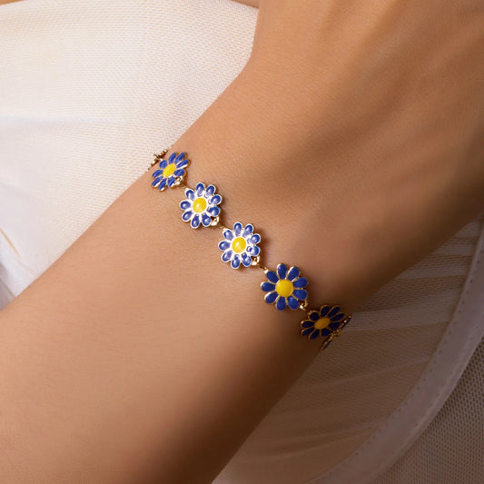 Luckacco Fashion Sweet Flower Daisy Bracelet for Women Girl Y2K Accessories Handmade Colorful Beads Bracelet Boho Summer Pulseras Jewelry