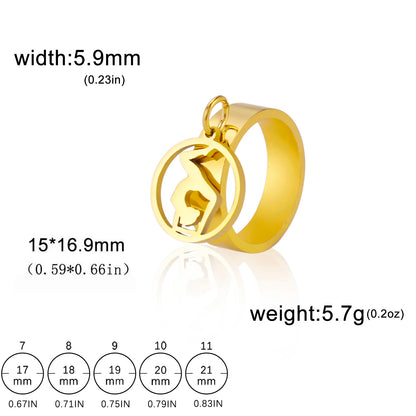 Luckacco Unift Women Stainless Steel Charms Rings Flower Leaf Spider Paw Pendant Finger Ring Fashion Minimalist Couple Jewelry