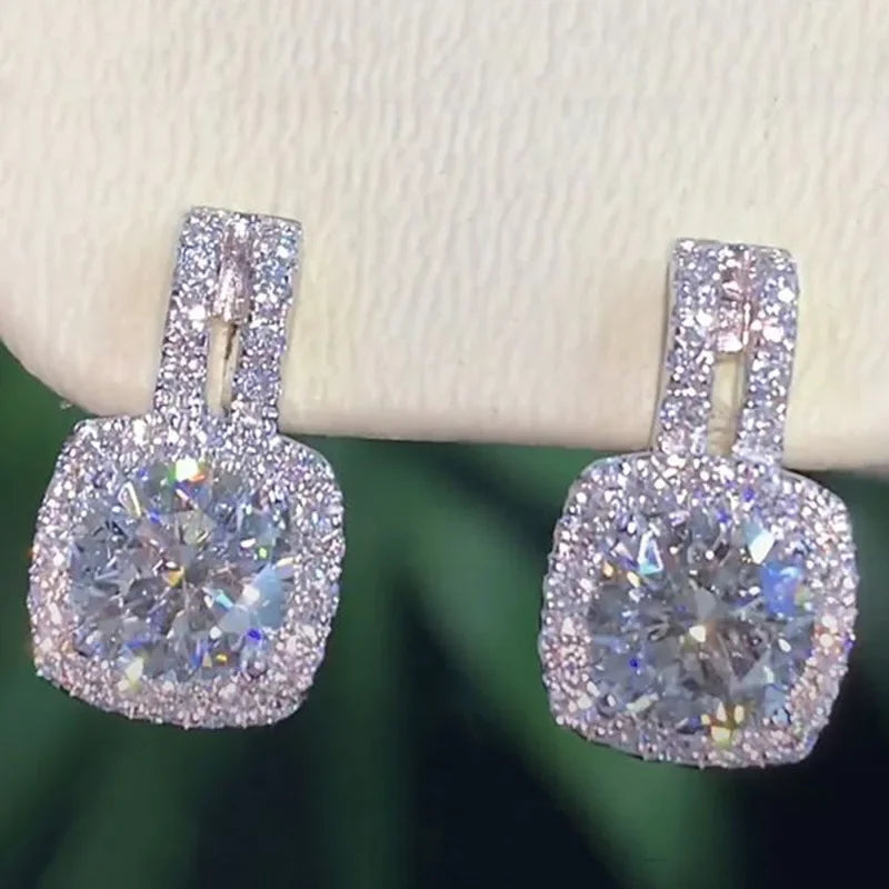 luckacco 2024 new luxury princess silver color korean earrings for women anniversary gift jewelry  e6872