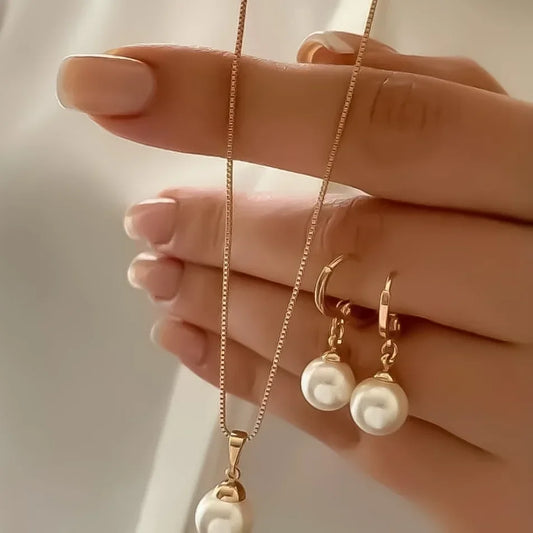 Luckacco Vintage Emerald Sets Unique Design Light Luxury Temperament Earrings  Pendant Necklace Rings Three-Piece Sets Trend Jewerly Set