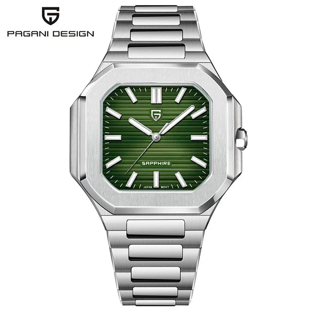luckacco pagani design new quartz men's watch stainless steel sports waterproof men watches luxury fashion sapphire glass watch for men's