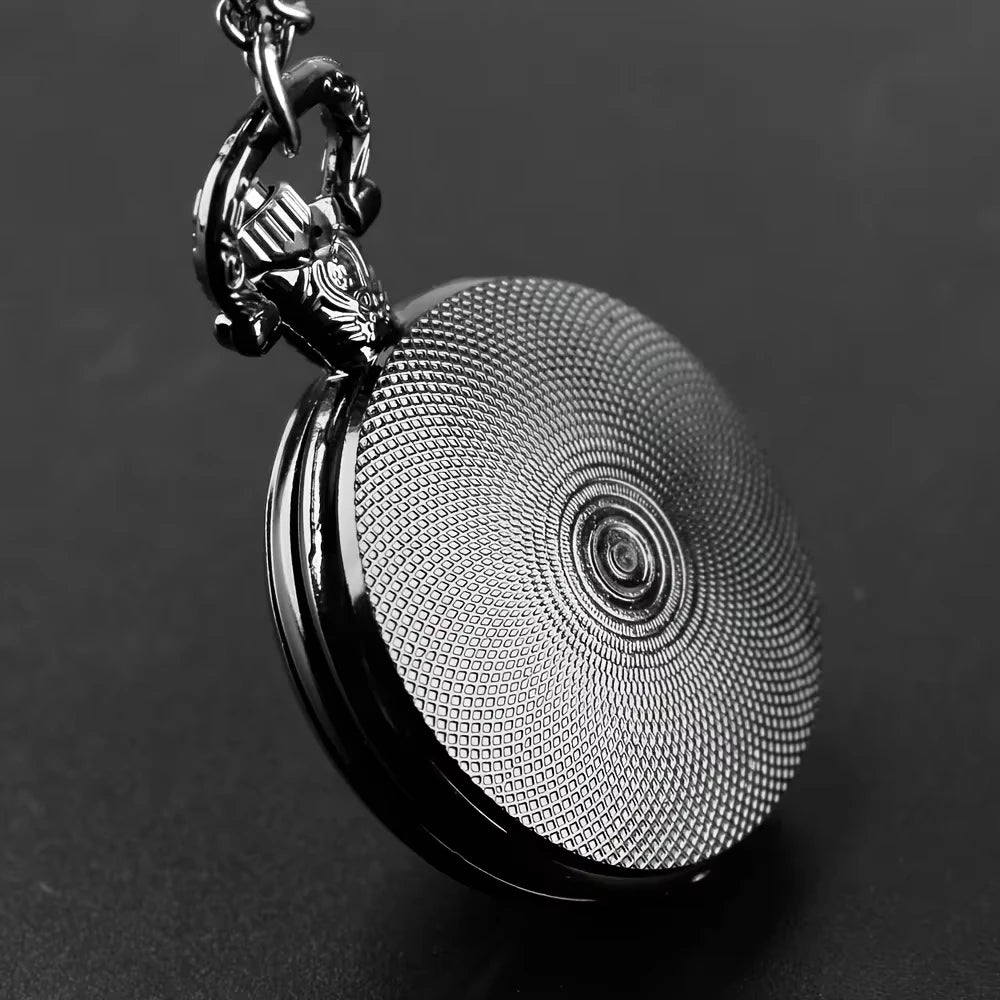 luckacco unique vintage black crow mini quartz pocket watch,necklace pendant with world time feature, ideal gift for men & women and kids