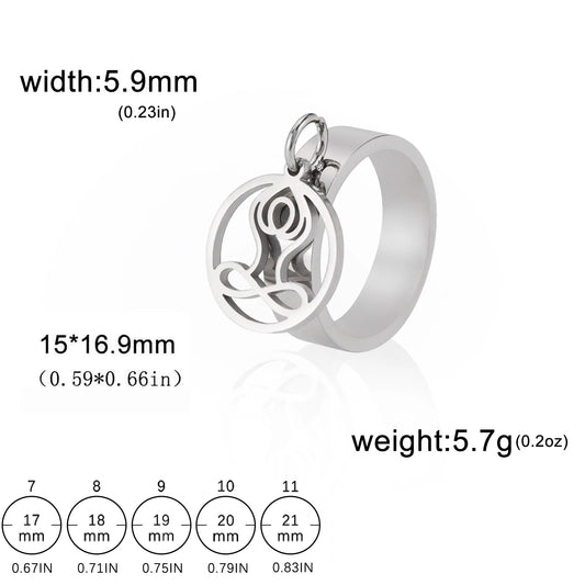 Luckacco Unift Women Stainless Steel Charms Rings Flower Leaf Spider Paw Pendant Finger Ring Fashion Minimalist Couple Jewelry