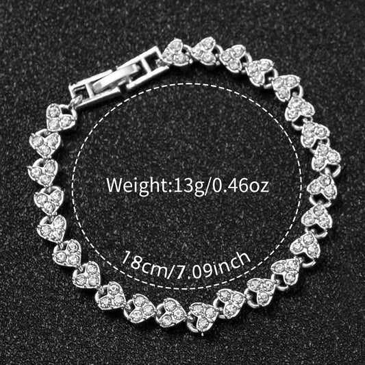 Luckacco Fashion Women Stainless Steel  Silver Color Quartz Watch & Diamond Bracelet
