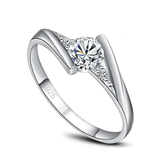 Luckacco 2025 New Vintage Silver Color Zircon Stone Ring for Women Cute Small round Crystal Wedding Jewelry Promise Engagement Ring