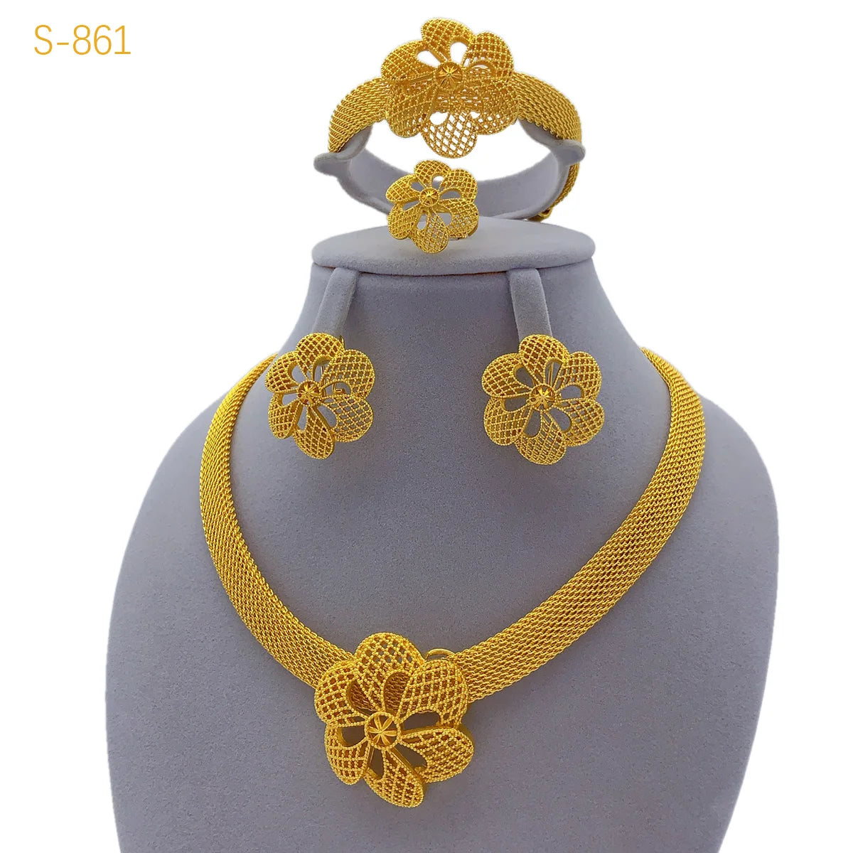 luckacco xuhuang luxury flower necklace sets for women wedding dubai gold plated african jewelry set indian jewellery anniversary gifts